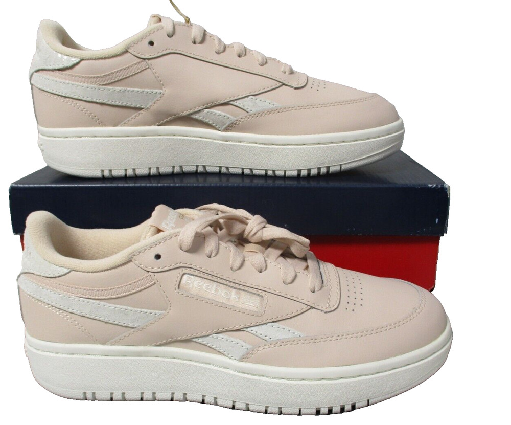 Reebok Club C Double Revenge Tennis Shoes Sneakers Pink White Womens Sz 8.5